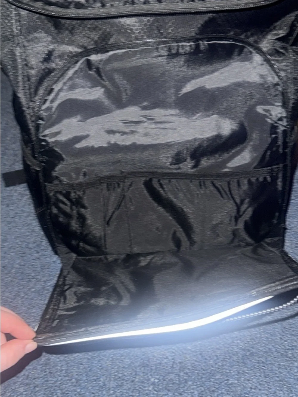 Reflective Black Backpack with Front Bungee